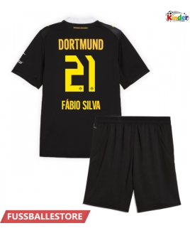 Günstige Borussia Dortmund Fabio Silva #21 Auswärts Trikotsatzt Kinder 2026-27 Kurzarm (+ Kurze Hosen)